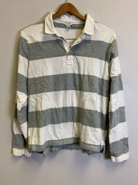 J. Crew Striped Rugby Polo - Gray & White